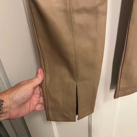 Zara carmel color hi rise faux leather pants size Small - Picture 3 of 9